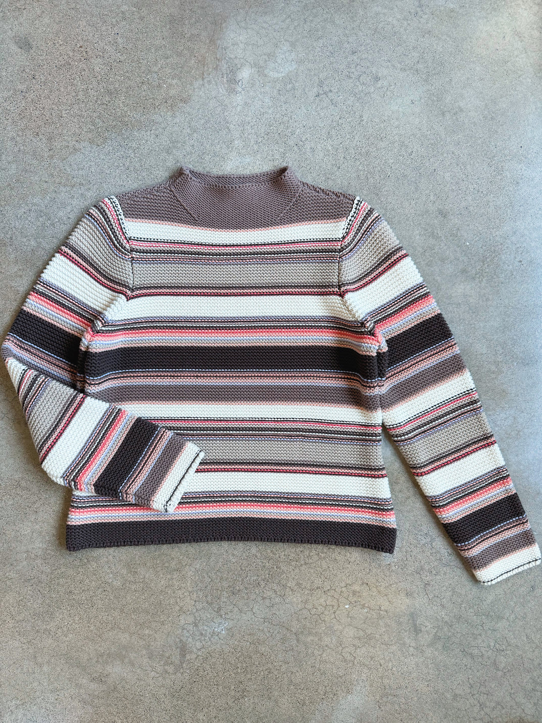 Multi Stripe Knit High Neck Sweater (M)