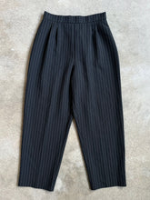 Load image into Gallery viewer, Vintage Black Pinstripe High Waist Pleated Pants (M)
