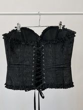 Load image into Gallery viewer, Black Satin Boned Corset (L)
