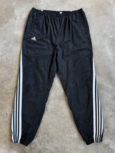 Load image into Gallery viewer, 2000s Adidas Black Nylon Windbreaker Side-Zip Track Pants (XL)
