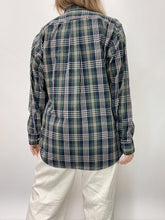 Load image into Gallery viewer, 80s Green Plaid Button Down Shirt (L)
