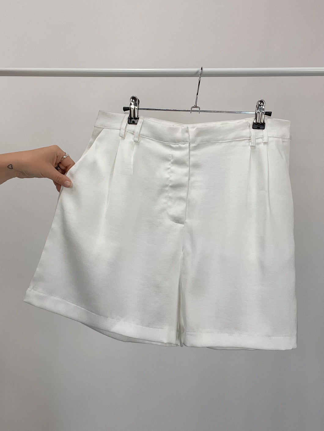 White Satin Shorts (L)