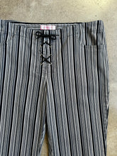 Load image into Gallery viewer, Y2K Black &amp; White Striped Lace Up Pants (L/XL)
