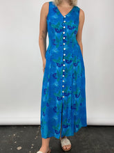 Load image into Gallery viewer, 90&#39;s Blue Floral Button Front Maxi Dress (M)
