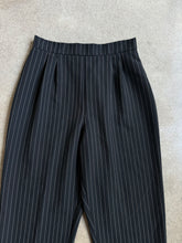 Load image into Gallery viewer, Vintage Black Pinstripe High Waist Pleated Pants (M)
