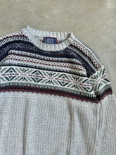 Load image into Gallery viewer, 90s Vintage Patterned Cotton Knit Crewneck Sweater (L)
