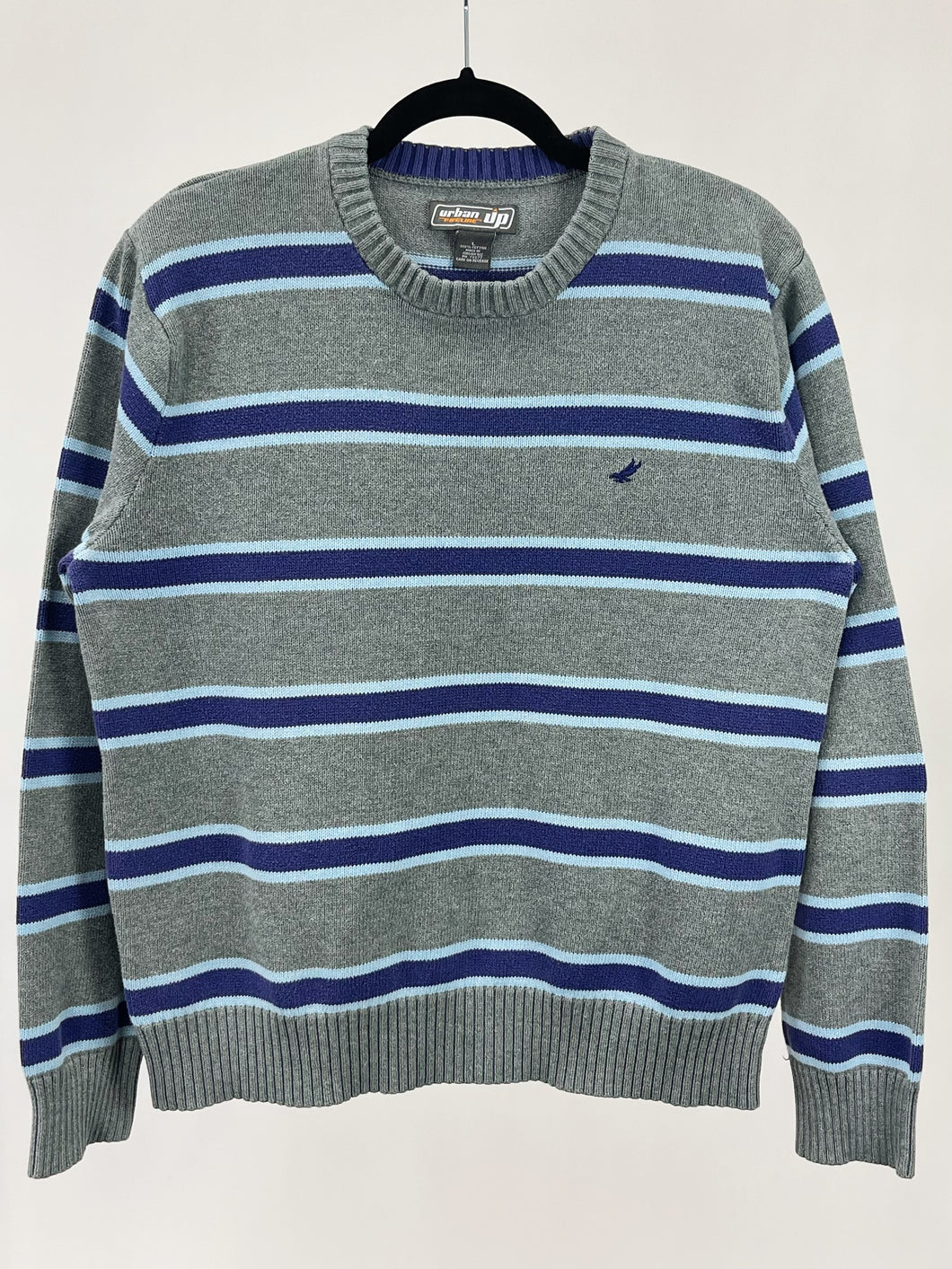 Striped Cotton Crew Sweater (L)