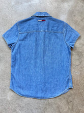 Load image into Gallery viewer, 90s Vintage Tommy Jeans Logo Pocket Short Sleeve Denim Shirt | Medium
