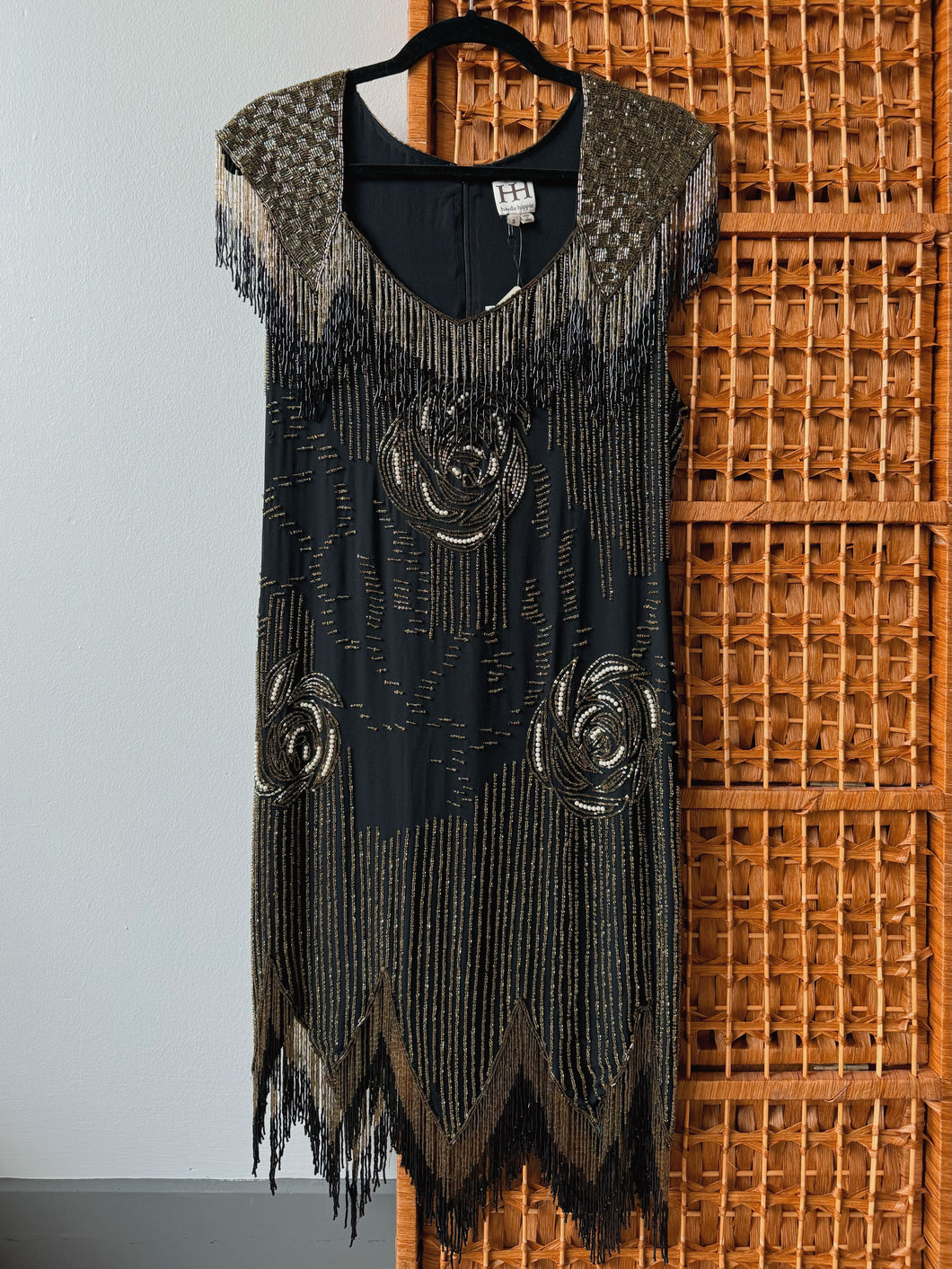 Haute Hippie Silk Beaded Fringe Flapper Dress (S)