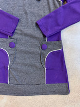 Load image into Gallery viewer, Trop Belle Pour Toi Purple &amp; Grey Houndstooth Mod-Style Long Sleeve Mini Dress (S)
