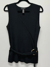 Load image into Gallery viewer, Black Belted V-Neck Tank Top (L)
