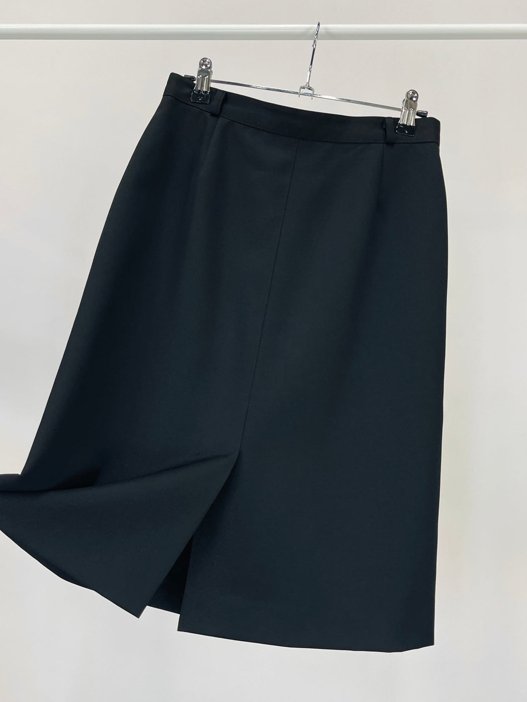 70s Black Split Hem Skirt (W26