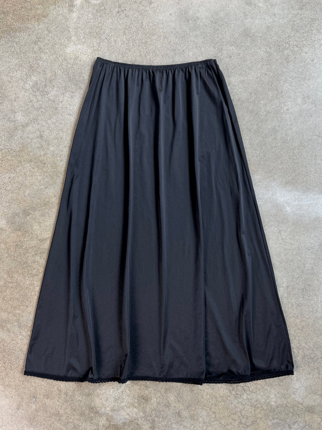 Vintage Vanity Fair Black Lace Trim Maxi Slip Skirt (M)