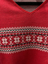 Load image into Gallery viewer, Red Fair Isle V-Neck Sweater (L)
