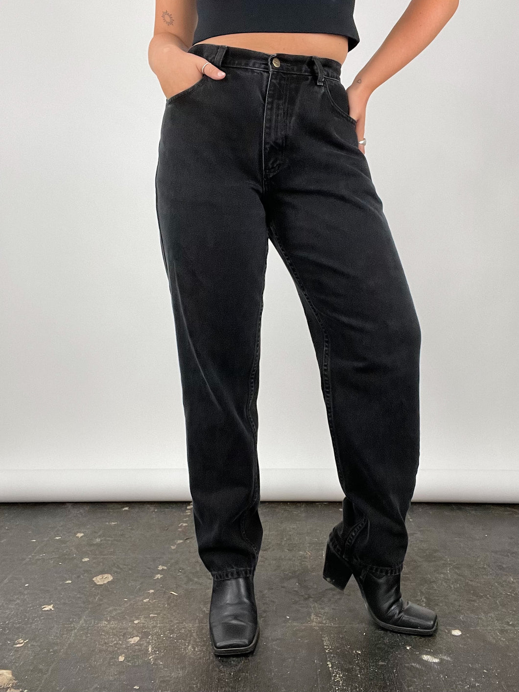 Washed Black High Waisted Jeans (W31