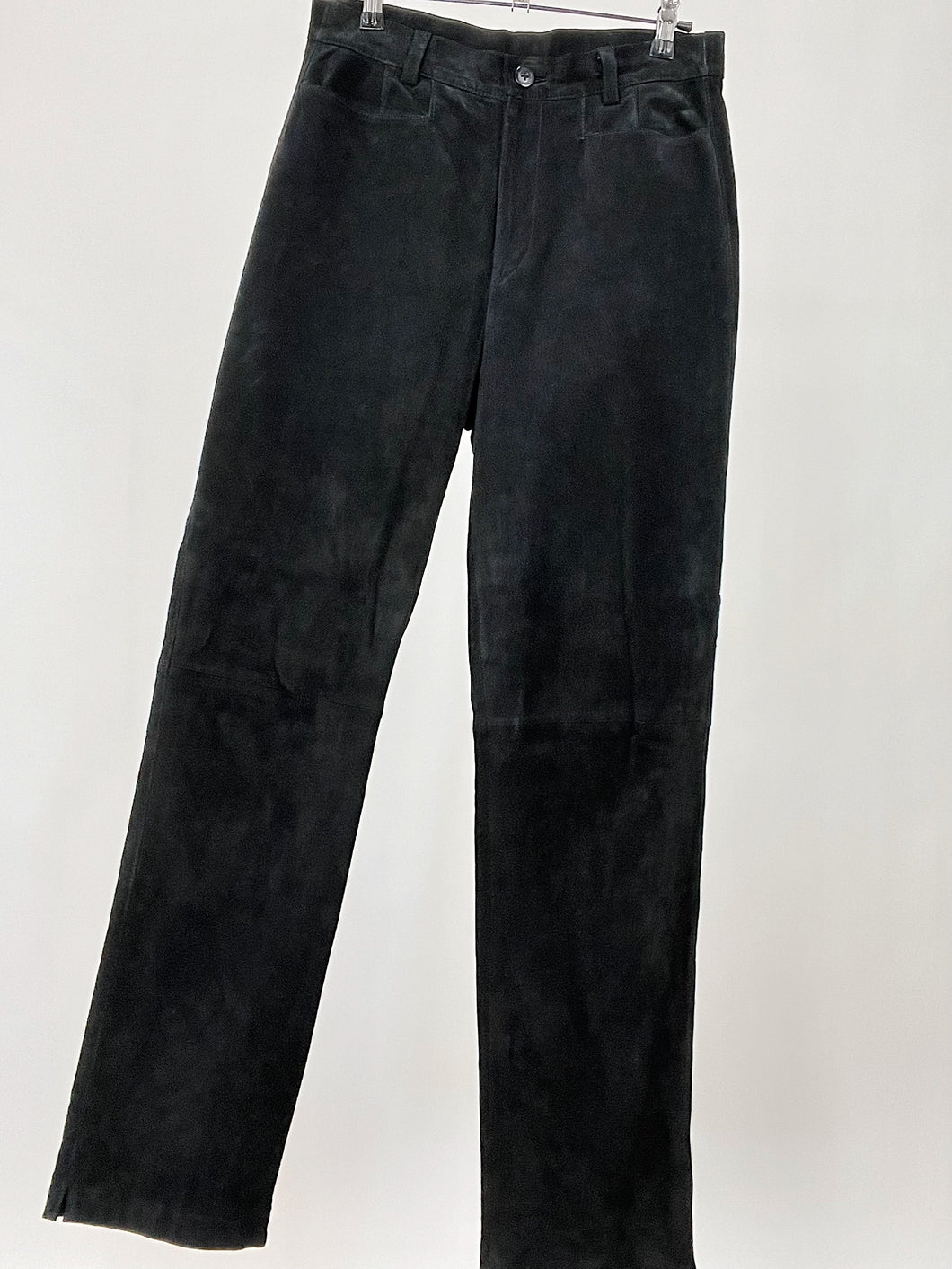 90s Black High Waisted Suede Pants (W29