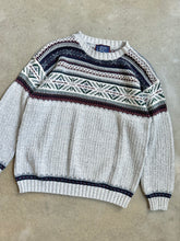 Load image into Gallery viewer, 90s Vintage Patterned Cotton Knit Crewneck Sweater (L)
