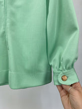 Load image into Gallery viewer, Vintage Green Buttoned Keyhole Blouse (S)

