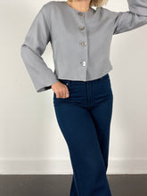 Load image into Gallery viewer, 90s Grey Silk Cropped Blouse (M/L)
