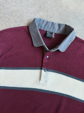 Load image into Gallery viewer, Vintage Burgundy Striped Polo Sweater (XL)
