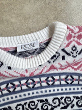 Load image into Gallery viewer, 80s Vintage Rose Pink &amp; Purple Patterned Crewneck Sweater (S/M)
