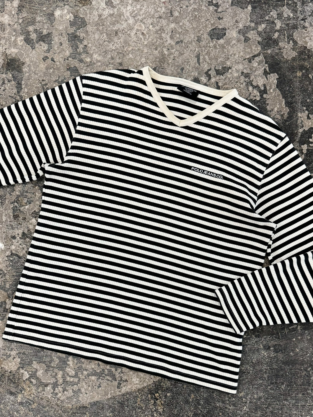 Y2K Polo Jeans Co. Striped Long Sleeve Tee (L)