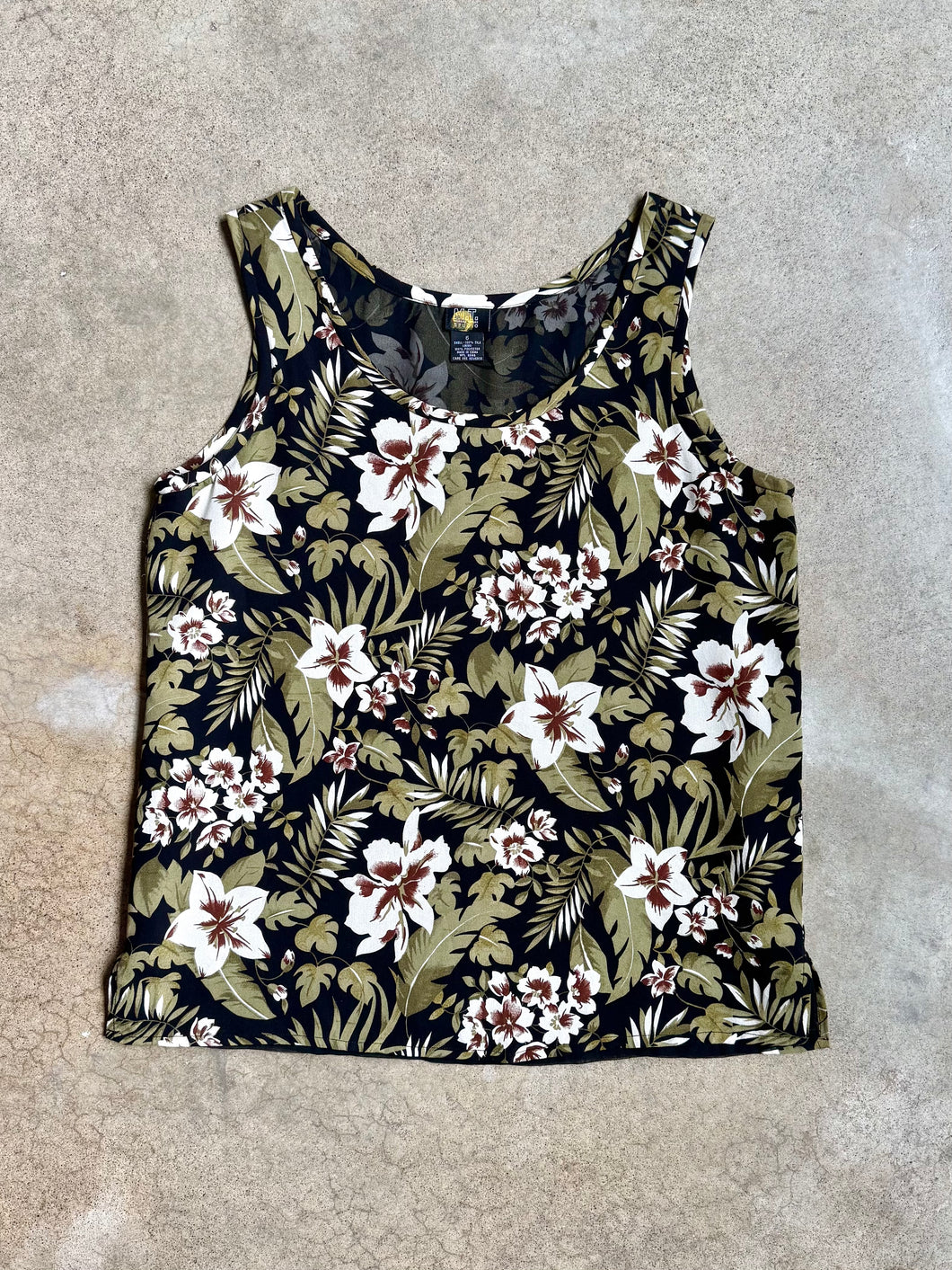 90s Vintage Morgan Taylor Floral Silk Tank Top (M)