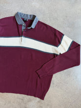 Load image into Gallery viewer, Vintage Burgundy Striped Polo Sweater (XL)
