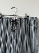 Load image into Gallery viewer, Y2K Black &amp; White Striped Lace Up Pants (L/XL)
