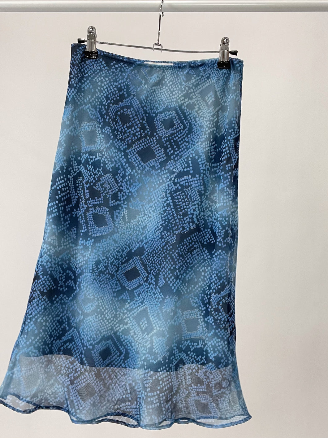 Y2K Blue Printed Midi Skirt (S)