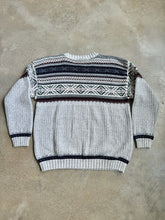 Load image into Gallery viewer, 90s Vintage Patterned Cotton Knit Crewneck Sweater (L)
