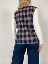 Load image into Gallery viewer, 60s Navy Plaid Vest (M)
