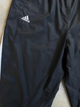Load image into Gallery viewer, 2000s Adidas Black Nylon Windbreaker Side-Zip Track Pants (XL)
