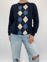 Load image into Gallery viewer, Navy Argyle Crew Sweater (M)
