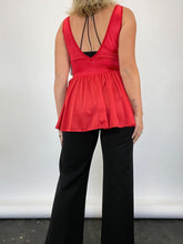 Load image into Gallery viewer, 90&#39;s Red Lace Babydoll Top (L)

