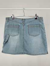Load image into Gallery viewer, Striped Denim Mini Skirt (W32&quot;)
