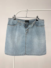 Load image into Gallery viewer, Striped Denim Mini Skirt (W32&quot;)
