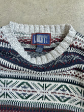 Load image into Gallery viewer, 90s Vintage Patterned Cotton Knit Crewneck Sweater (L)
