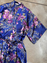 Load image into Gallery viewer, Vintage California Dynasty Purple Floral Full Length Satin Robe (1X)
