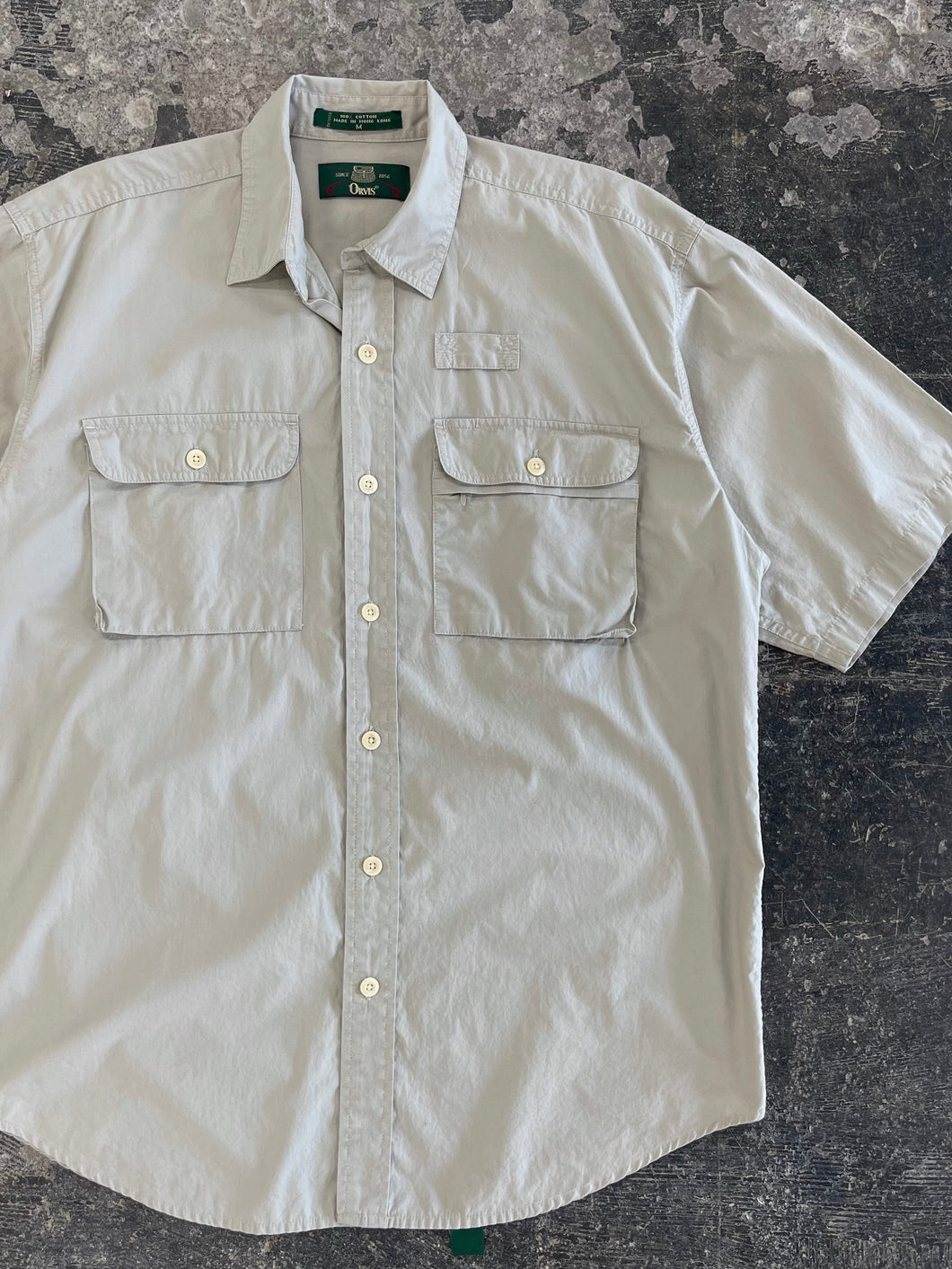90s Khaki Short Sleeve Utility Shirt (M)