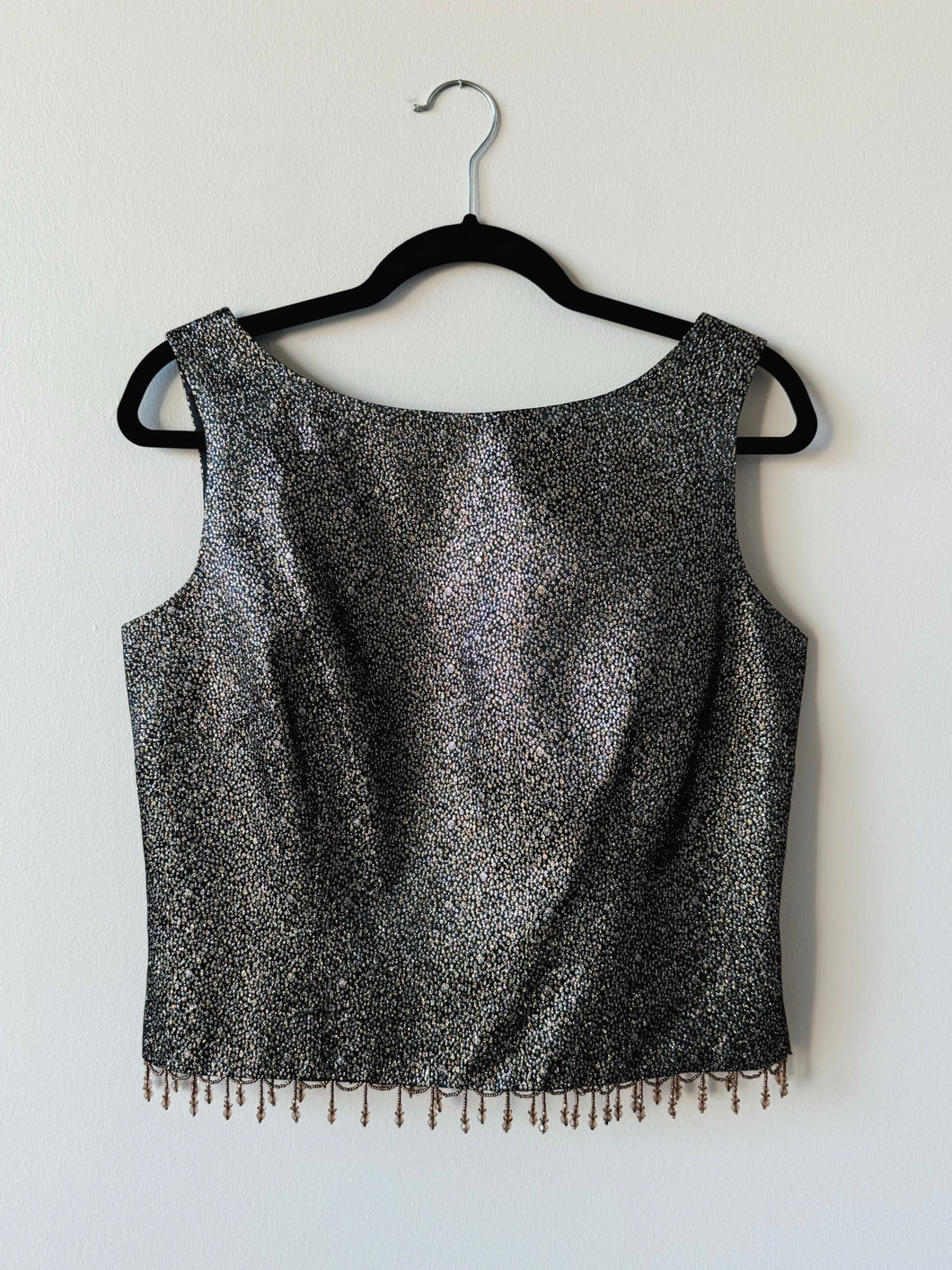 Vintage Metallic Beaded Trim Cropped Tank (M/L)