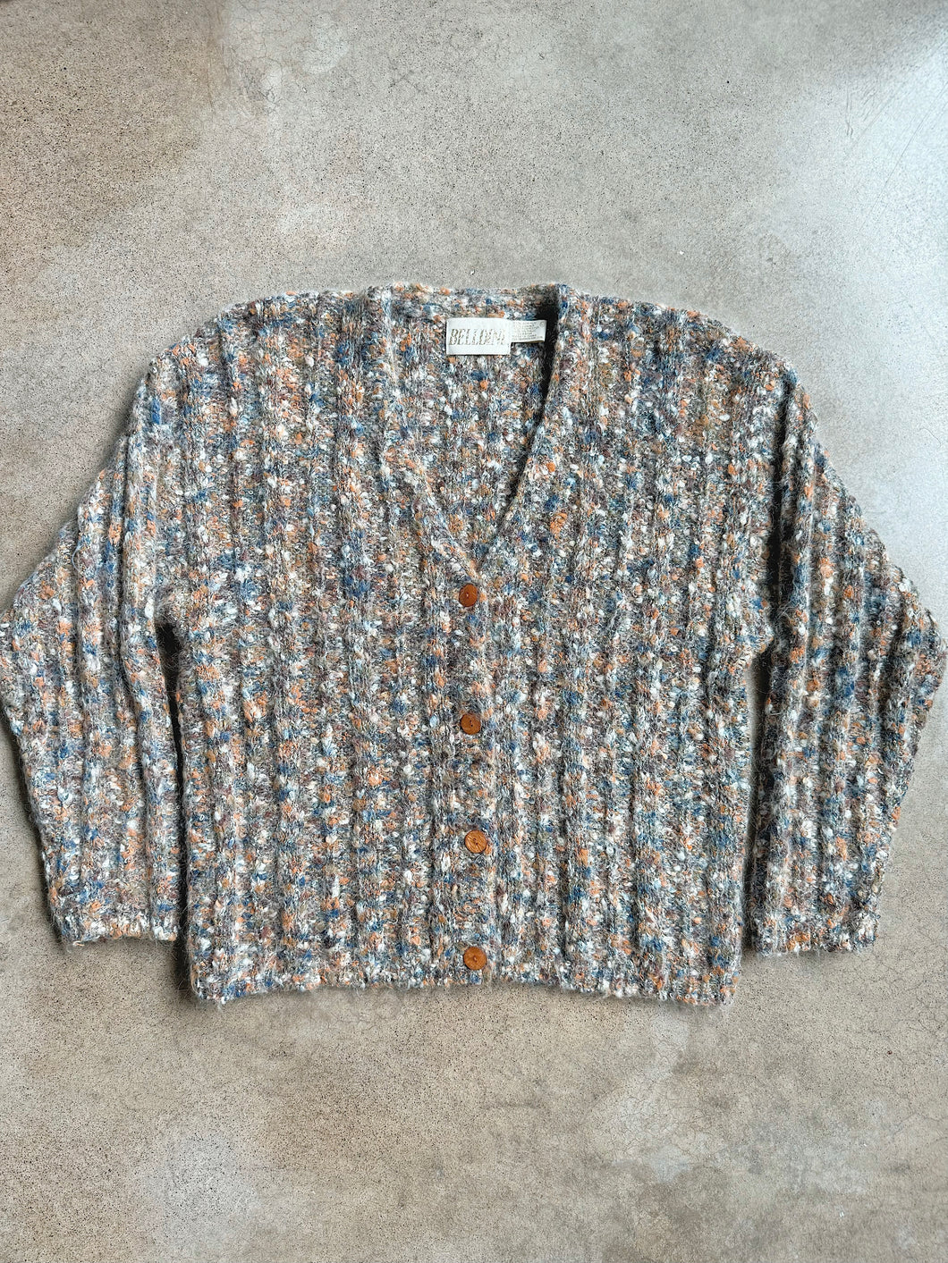 80s Vintage Belldini Marled Metallic Mohair Knit Cardigan (L)