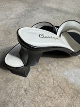 Load image into Gallery viewer, Vintage Black &amp; White Striped Leather Heeled Sandals (US 6)
