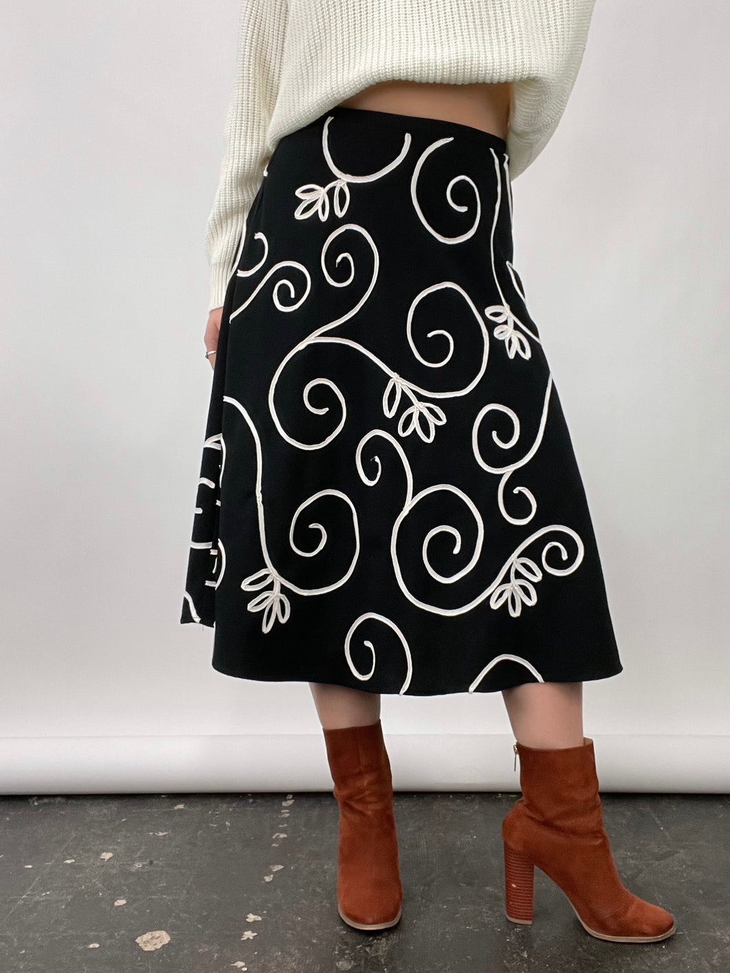 Swirl Embroidered Circle Skirt (W30