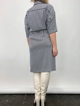 Load image into Gallery viewer, 80s Navy Stripe Shirt Dress (S/M)
