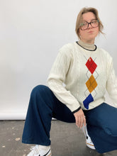 Load image into Gallery viewer, 90s Cream Argyle Crew Sweater (L)
