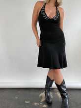 Load image into Gallery viewer, Y2K Black Studded Halter Dress (M)
