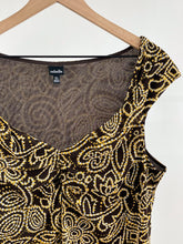 Load image into Gallery viewer, Brown Floral Mesh Top (XL)

