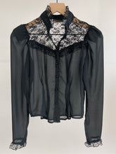 Load image into Gallery viewer, Vintage Black Lace Sheer Blouse (XS)
