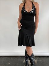Load image into Gallery viewer, Y2K Black Studded Halter Dress (M)
